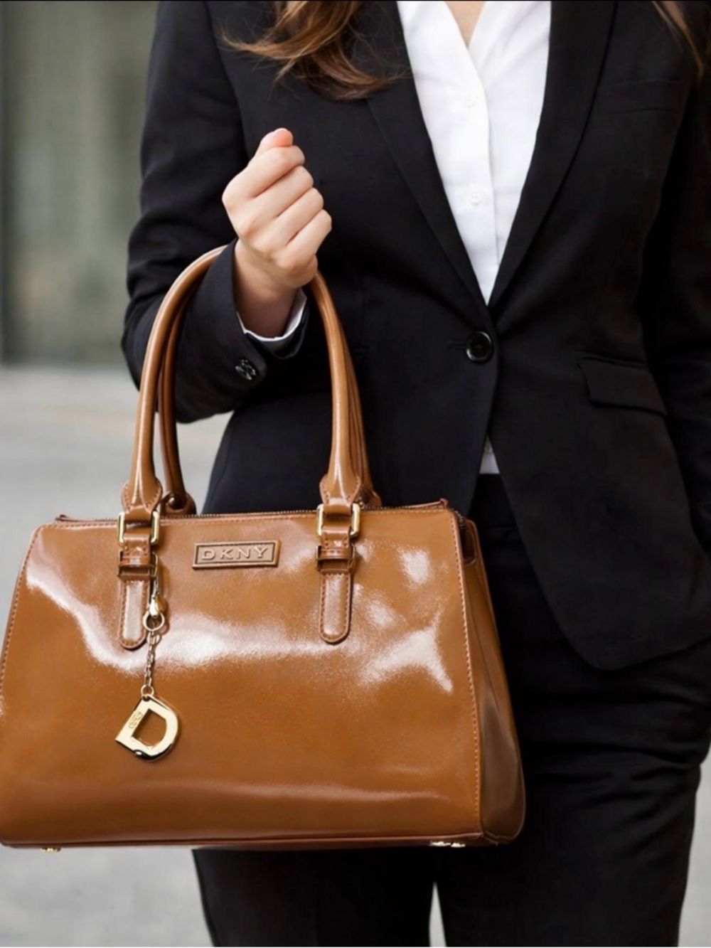 DKNY Carmel Saffiano Leather Doctor Style Satchel Bag Timeless Professional